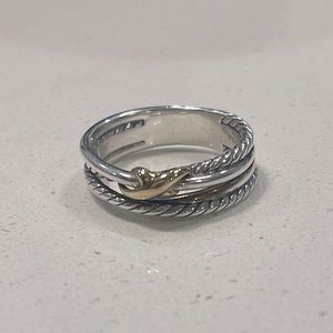 David Yurman crossover ring sterling silver with gold x